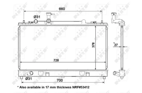 Радиатор охлаждения Mazda 6 1.8-2.3 02-08 (728x378x27) NRF 56063