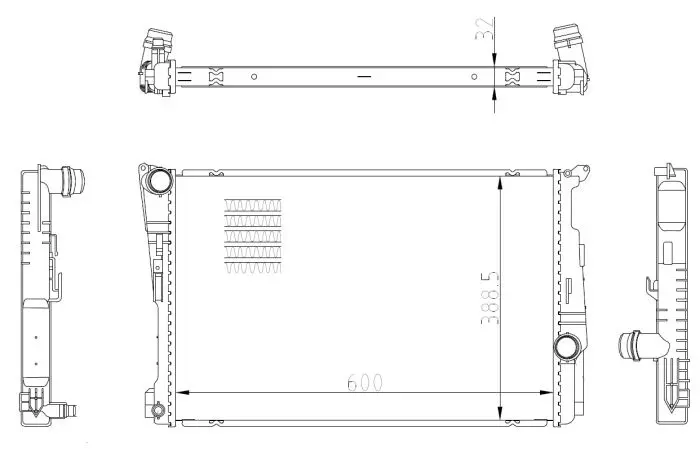 Радіатор охолодження BMW X3 (F25)/X4 (F26) 10-18 B47/N20/N47/N55/N57 NRF 59228 (фото 1)