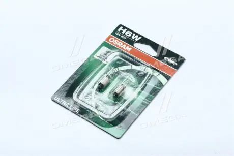 Лампа допоміжн. освітлення H6W 12V 6W BAX9s Ultra Life (Blister 2шт) OSRAM 64132ULT-02b