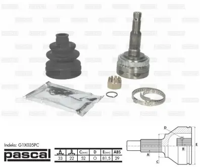 Шарнір, приводний вал PASCAL G1X035PC