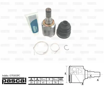 Шарнір, приводний вал PASCAL G70302PC