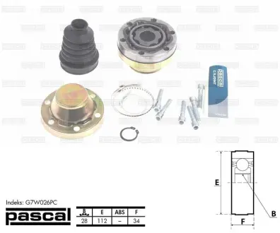 Шарнір, приводний вал PASCAL G7W026PC