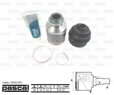 Шарнір, приводний вал PASCAL G83016PC