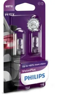Автомобiльна лампа: 12 [В] (к-кт 2шт) WB T10 VisionPlus 6W цоколь WB T10 PHILIPS 12040VPB2