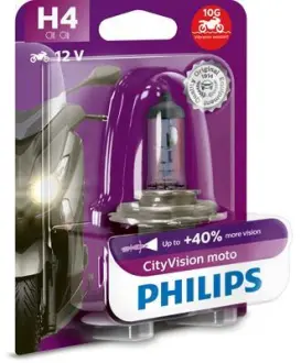 Мото лампа: 12 [В] H4 CityVision Moto 60/55W цоколь P43t-38 Blister +40% світла PHILIPS 12342CTVBW