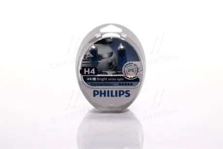 Автомобiльна лампа: 12 [В] (к-кт 2шт) H4 Cristal Vision + 2x W5W 60/55W цоколь P43t-38 Special PHILIPS 12342CVS2