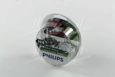 Автомобiльна лампа: 12 [В] (к-кт 2шт) H4 LongLife Eco Vision 60/55W цоколь P43t-38 Special PHILIPS 12342LLECOS2