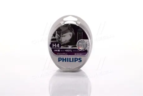Сервісний набір:: 12 [В] (к-кт 2шт) H4 VisionPlus 60/55W цоколь P43t-38 Special + 60% світла PHILIPS 12342VPS2
