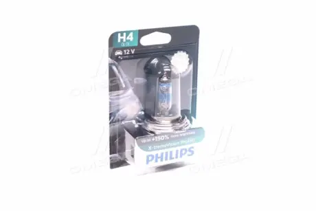 Авто лампа / 1 шт. / 12V / 55/60W / тип: H4 / цоколь: P43t-38 / 3600K / 1000/1650 lm / PHILIPS 12342XVPB1