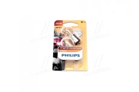 Автомобiльна лампа: 12 [В] (к-кт 2 шт) P21/4W Vision 21/4W цоколь BAZ15d Blister PHILIPS 12594B2