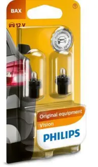 Автомобiльна лампа: 12 [В] (к-кт 2шт) Bax Vision 1,2W цоколь BAX8,5d/2 чорний Blister PHILIPS 12598B2