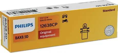 Автомобiльна лампа: 12 [В] BAX BX8.5d біла 1,12W цоколь BX8.5d white PHILIPS 12638CP