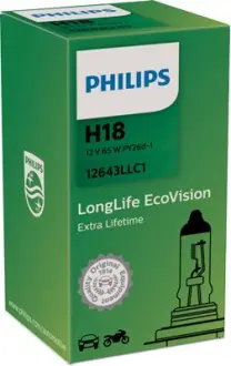 Авто лампа / 1 шт. / 12V / 65W / тип: H18 / цоколь: PY26d-1 / 1700 lm / PHILIPS 12643LLC1