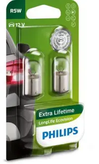 Автомобiльна лампа (к-кт из 2шт) R5W LongeRLife EcoVision 12V BA15s блістер - ціна вказана за компл PHILIPS 12821LLECOB2