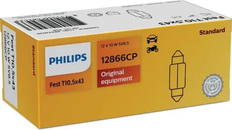 Автомобiльна лампа: 12 [В] C10W Vision T10,5x43 10W цоколь SV8,5 PHILIPS 12866CP