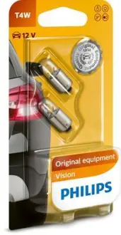 Автомобiльна лампа: 12 [В] (к-кт 2шт) T4W Vision 4W цоколь BA9s Blister PHILIPS 12929B2