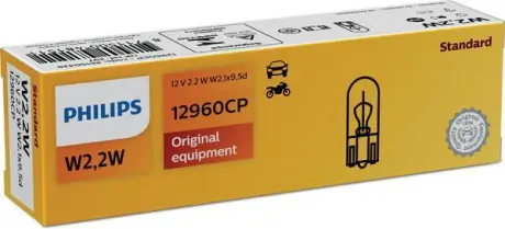 Автомобiльна лампа W2,2W 12V W2,1X9,5d PHILIPS 12960CP