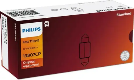 Лампа (картон 10шт) C18W 24В 18Вт Standard PHI 13807/10 PHILIPS 13807CP