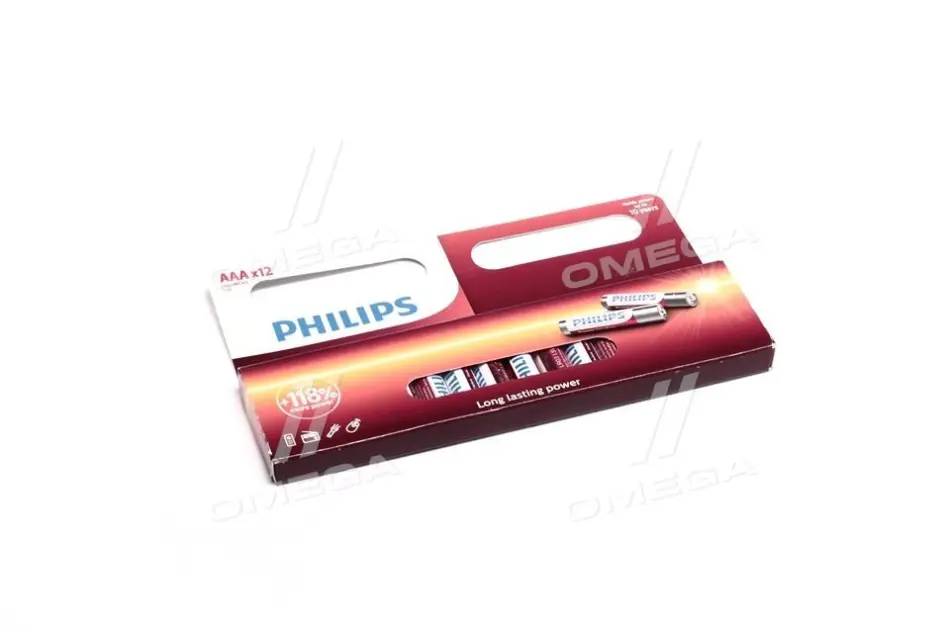 Батарейка LR03 / AAA Power Alkaline (упаковка 12шт) (вір-во Philips) PHILIPS LR03P12W/10 (фото 1)