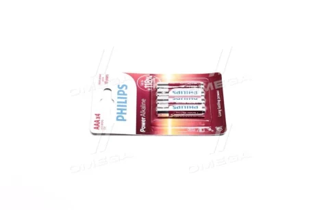 Батарейки лужні Philips Power Alkaline AAA (4 шт.) — для повсякденних пристроїв PHILIPS LR03P4B10