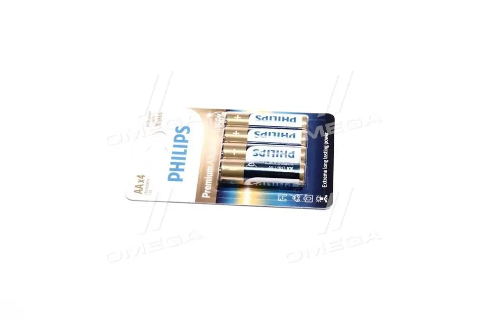 Батарейки лужні Philips Premium Alkaline AA (4 шт.) — максимальна ємність PHILIPS LR6M4B10 (фото 1)