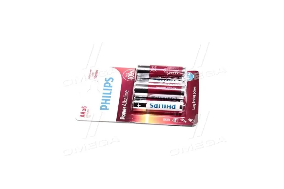 Батарейки лужні Philips Power Alkaline AA (6 шт.) — для повсякденних пристроїв PHILIPS LR6P6BP10 (фото 1)