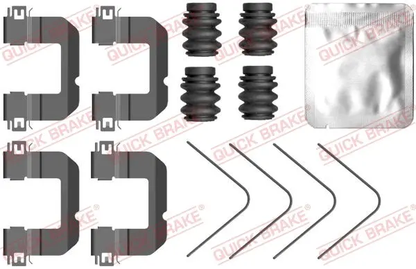 Монтажний набір гальмівних колодок передн KIA RIO IV, STONIC 1.0-1.6D 01.17- QB109-0102 QUICK BRAKE 1090102 (фото 1)