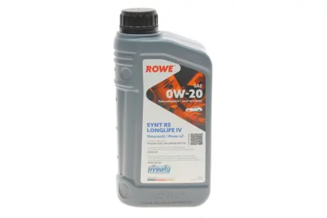 Олива 0W20 HIGHTEC SYNTH RS LONGLIFE IV (1L) (Porsche C20/VW 508 00/509 00) (ACEA A1/B1/C5) ROWE 20036-0010-99