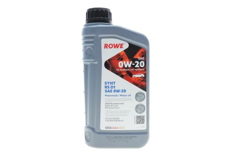 Олива 0W20 HIGHTEC SYNT RS D1 (1L) (API SP RC/SN PLUS RC)(GM dexos1 Gen 3/Ford WSS-M2C962-A1) ROWE 20051-0010-99