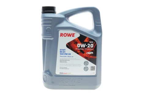 Олива 0W20 HIGHTEC SYNT RS D1 (5L) (API SP RC/SN PLUS RC)(GM dexos1 Gen 3/Ford WSS-M2C962-A1) ROWE 20051-0050-99