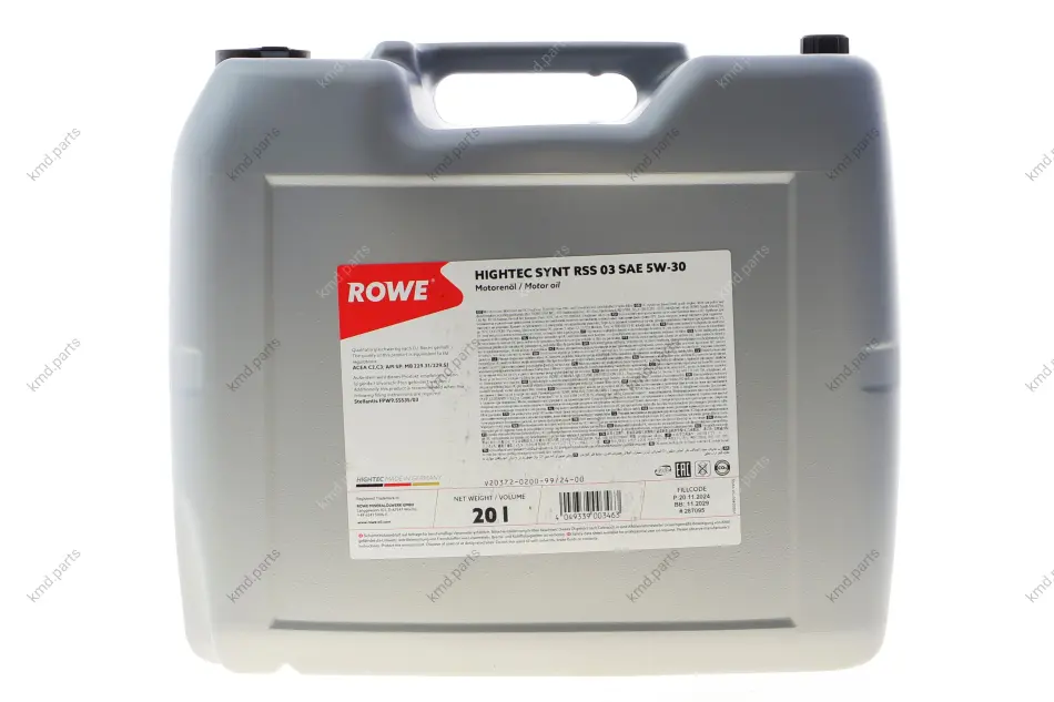 Олива 5W30 HIGHTEC SYNT RSS 03 (20L) (MB 229.31/229.51) (ACEA C2/C3/API SP) ROWE 20372-0200-99 (фото 1)