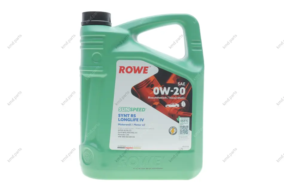 Олива 0W20 SUNSPEED SYNTH RS LONGLIFE IV (5L) (Porsche C20/VW 508 00/509 00) (ACEA A1/B1/C5) ROWE 4920036-0050-99 (фото 1)