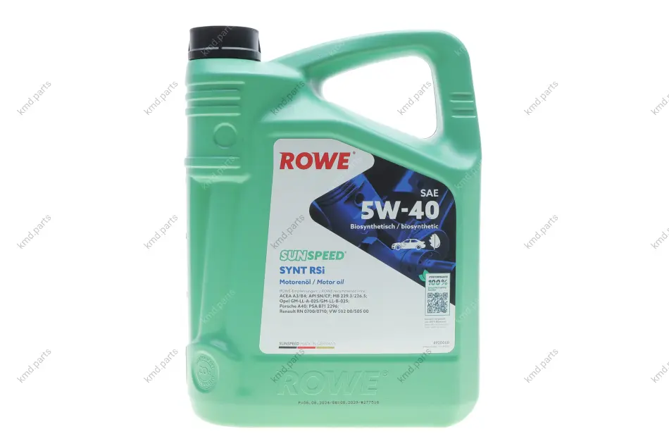 Олива 5W40 SUNSPEED SYNT RSi (5L) (MB 229.3/226.5/Porsche A40/VW 502 00/505 00/RN 0700/0710) ROWE 4920068-0050-99 (фото 1)