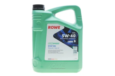 Олива 5W40 SUNSPEED SYNT RSi (5L) (MB 229.3/226.5/Porsche A40/VW 502 00/505 00/RN 0700/0710) ROWE 4920068-0050-99