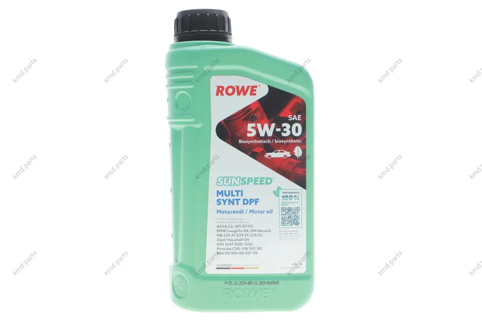 Олива 5W30 SUNSPEED MULTI SYNT DPF (1L) (BMW LL-04/MB229.51/229.31/229.52/VW504 00/507 00/GM dexos2) ROWE 4920125-0010-99 (фото 1)