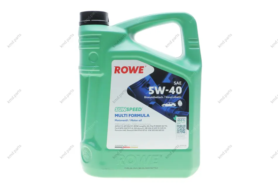 Олива 5W40 SUNSPEED MULTI FORMULA (5L) (MB 229.51/VW 505 00/505 01/BMW LL-04/RN0710/0700) ROWE 4920138-0050-99 (фото 1)