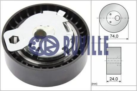Акция Ролик ГРМ натяжний FORD Focus II 04-11, Mondeo IV 07-15, Connect 02-13, C-MAX 02-10, Focus I 98-04, Fiesta 96-01, Galaxy 06-15, S-MAX 06-15 RUVILLE 55239