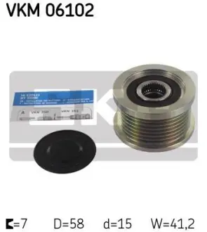 Шків генератора TOYOTA HiAce/HiLux/Prado "D4-D "05>> ="" SKF VKM06102