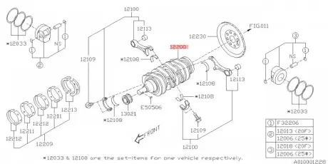 Вал колінчастий SUBARU 12200AA510