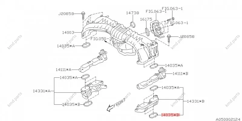 Прокладання впускного колектора SUBARU 14035AA630 (фото 1)