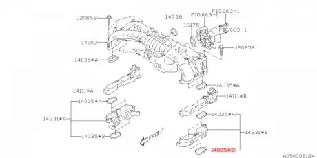 Прокладання впускного колектора SUBARU 14035AA630