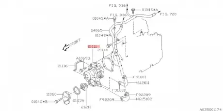 Насос водяной двигателя SUBARU 21111AA280