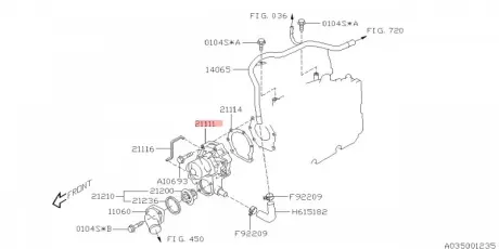 Насос водяной двигателя SUBARU 21111AA331