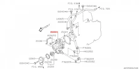 Насос водяной двигателя SUBARU 21111AA340