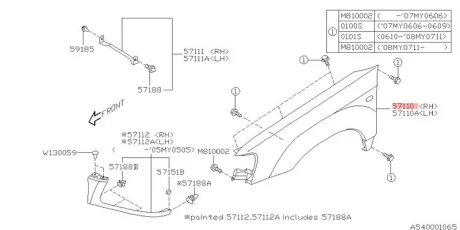 Крило переднє праве SUBARU 57110SA0409P