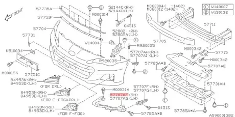 Кронштейн бампера SUBARU 57707CA002