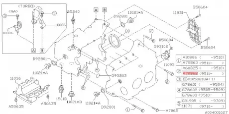 Болт блока циліндрів SUBARU 800708620