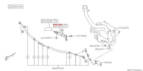 Форсунка омивача фар SUBARU 86636AJ010