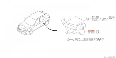 Повітропровід бампера заднього SUBARU 96072FG000
