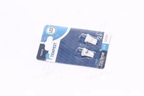Лампа LED б/ц габарит и приборная панель T10 2SMD W5W 12V WHITE 2шт. <> TEMPEST TP-210T10-12V